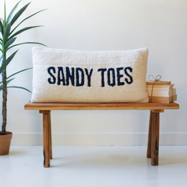 Sandy Toes Hand-Hooked Pillow