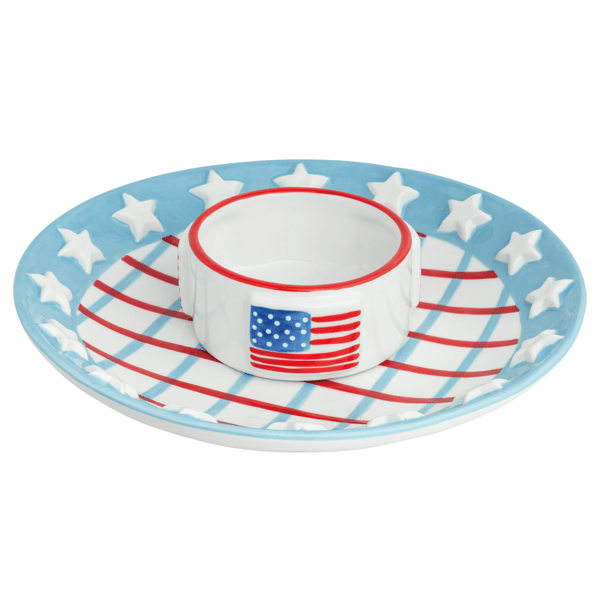 Star Rimmed Chip and Dip Plate w/ Bowl