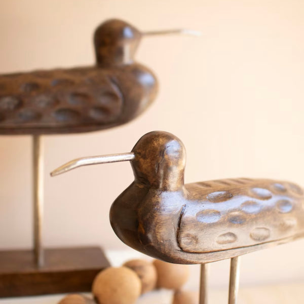 Carved Wooden Shorebird on Stand