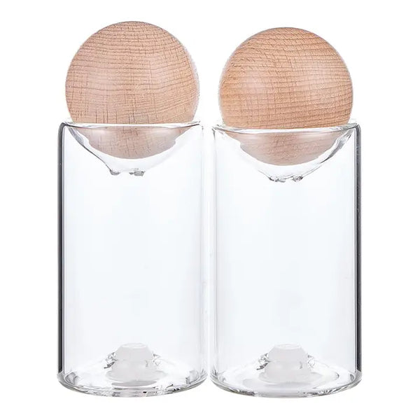 Glass S+P Shakers w/ Wood Ball