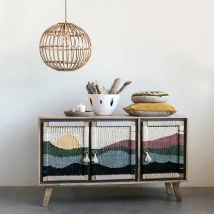 Cane & Metal Hanging Lamp