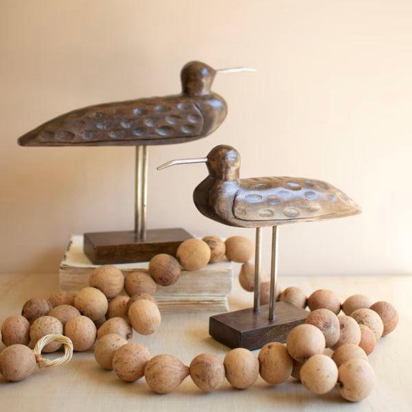 Carved Wooden Shorebird on Stand