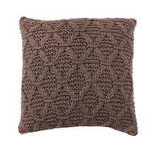Load image into Gallery viewer, 18" Brown Diamond Knit Pillow
