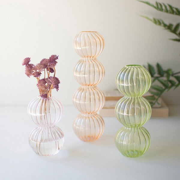 Fluted Glass Stacking Ball Vase