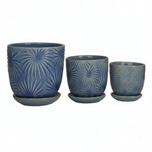 Load image into Gallery viewer, Blue Floral Patterned Planter