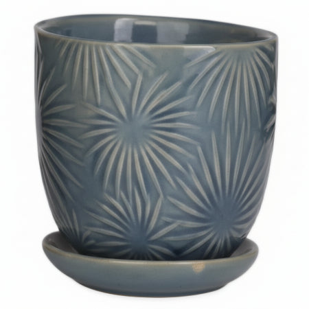 Blue Floral Patterned Planter