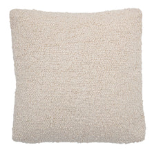 Load image into Gallery viewer, The 20" Cream Boucle Pillow is a square, textured throw pillow crafted from soft cotton bouclé, shown on a white background—a cozy farmhouse accent for any room.