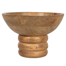 Load image into Gallery viewer, Ribbed Mango Wood Footed Bowl