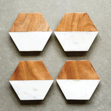 Load image into Gallery viewer, Marble/Wood Hexagon Coasters