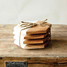 Load image into Gallery viewer, Marble/Wood Hexagon Coasters