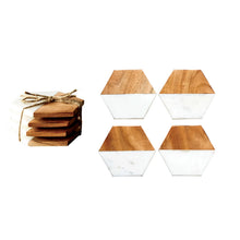 Load image into Gallery viewer, Marble/Wood Hexagon Coasters
