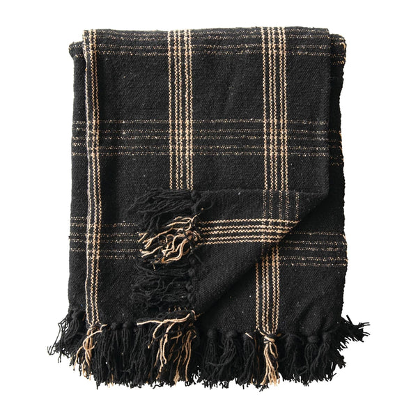 Black/Tan Plaid Throw