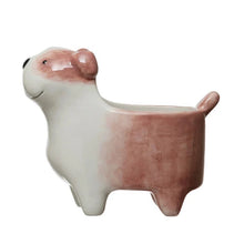 Load image into Gallery viewer, Hand-Painted Ceramic Dog Planter