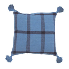 Load image into Gallery viewer, 24" Blue Woven Recycled Cotton Pillow