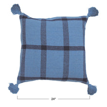 Load image into Gallery viewer, 24" Blue Woven Recycled Cotton Pillow