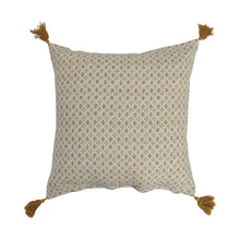 Load image into Gallery viewer, 20" Pillow w/ Yellow Pattern &amp; Tassels