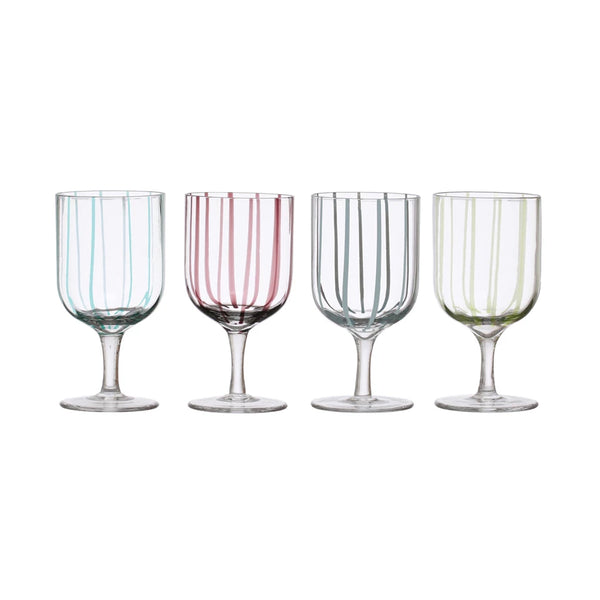 14oz Striped Stem Glass, 4 Colors