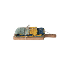 Load image into Gallery viewer, S/4 Stitched Dish Cloths &amp; Wood Board Set