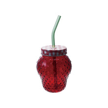 Load image into Gallery viewer, Strawberry Shaped Glass w/ Straw
