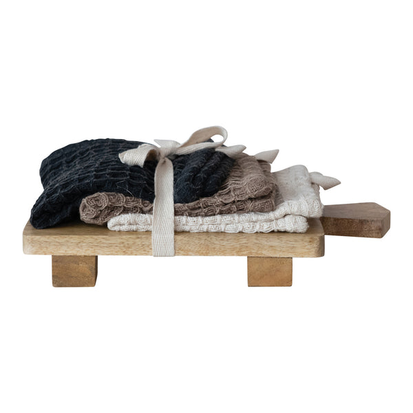 S/4 Waffle Dish Cloths & Board Set