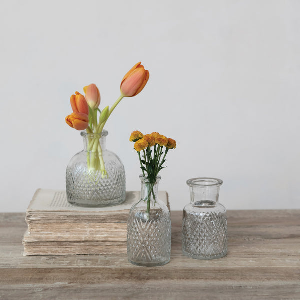 Clear Textured Mini Glass Vase