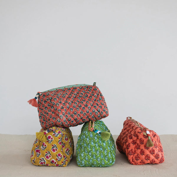 Quilted Cotton Zip Pouch
