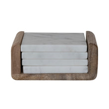 Load image into Gallery viewer, Marble Coasters w/ Mango Wood Holder