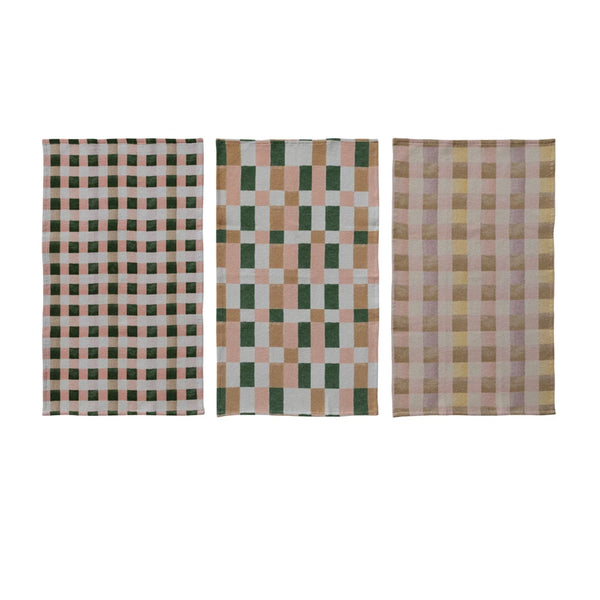 Tea Towel w/ 3 Checked & Plaid Styles