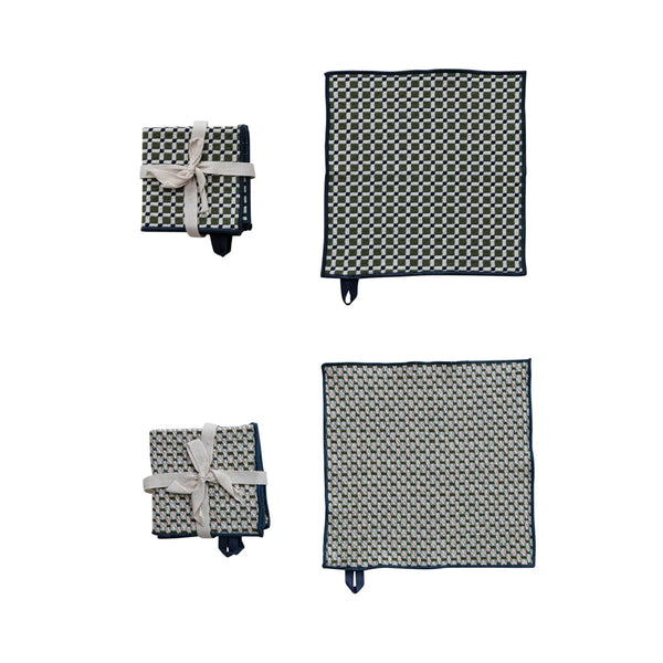 S/3 Cotton Dishcloths w/ Stitched Edge