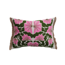 Load image into Gallery viewer, Embroidered Flowers w/ Jute Fringe Pillow