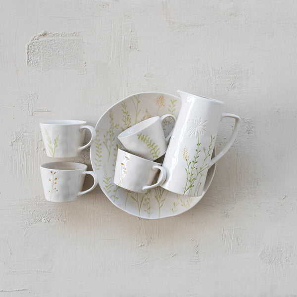 Stoneware Pitcher w/ Botanicals