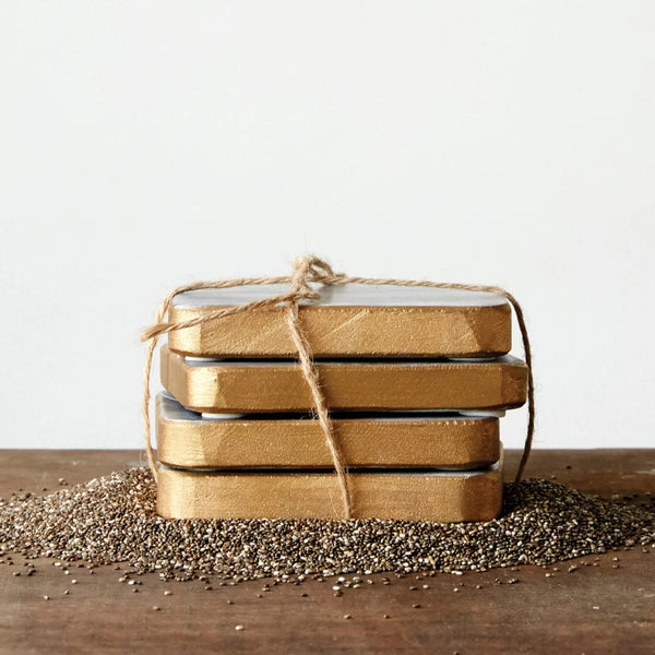 4" Marble Coasters w/ Gold Edge