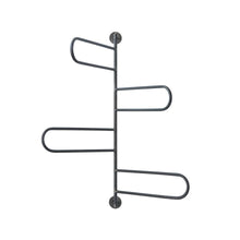 Load image into Gallery viewer, The Lit Decor and Gift Swivel Wall Rack features a minimalist black metal design with three horizontal swivel bars, ideal for organizing kitchen or bathroom towels.