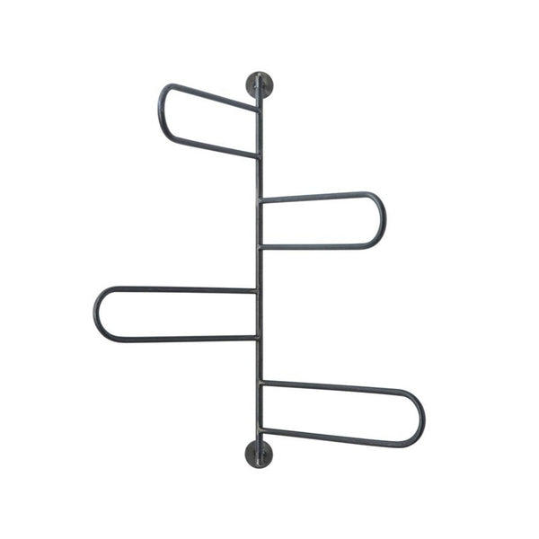 The Lit Decor and Gift Swivel Wall Rack features a minimalist black metal design with three horizontal swivel bars, ideal for organizing kitchen or bathroom towels.